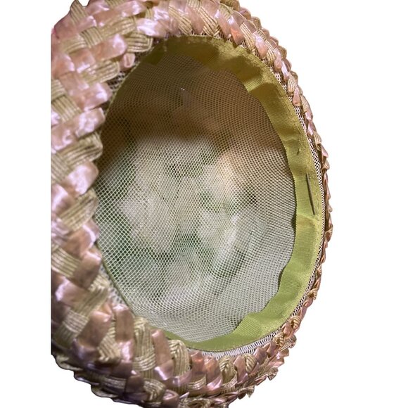 Ladies Green Floral Vintage Breton Style Hat Wide Ribbon Accent Union Made - Picture 13 of 14